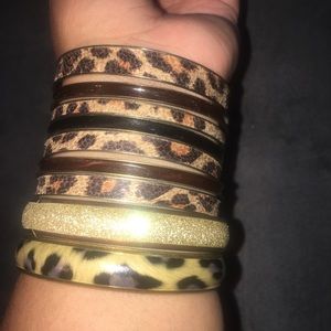 Leopard print bundle bracelets & hair accessories